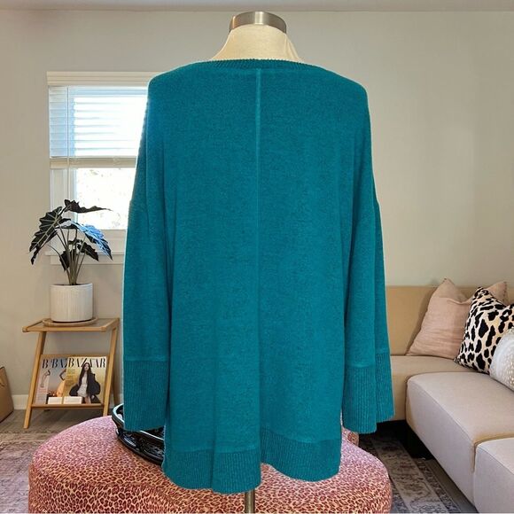 Habitat Oversized Flowy Sweater Soft Crewneck Teal Blue M - Picture 2 of 7